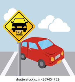 Parking design over landscape background, vector illustration.