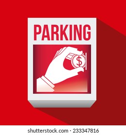 Parking design over red background, vector illustration.