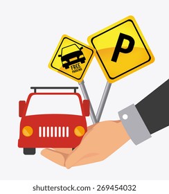 Parking design over white background, vector illustration.