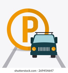 Parking design over white background, vector illustration.