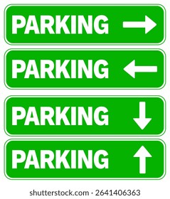 Parking Direction Signs Set – Green Arrow Vector Collection