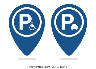 Parking And Disabled Parking Location Pins Vectorart