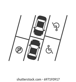 parking lot with disabled sign, silhouette design