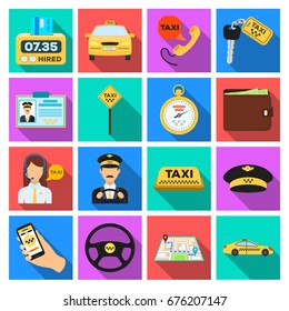 Parking, dispatcher, taxi driver are all for taxi service. Taxi set collection icons in flat style vector symbol stock illustration web.