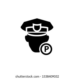 Parking Enforcement Officer Black Icon. Clipart Image Isolated On White Background