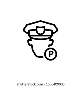 Parking Enforcement Officer Outline Icon. Clipart Image Isolated On White Background