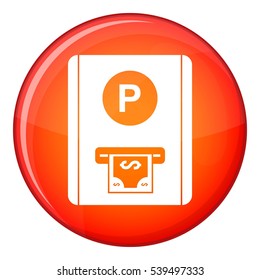 Parking fee icon in red circle isolated on white background vector illustration
