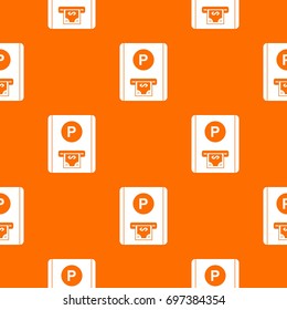 Parking fee pattern repeat seamless in orange color for any design. Vector geometric illustration
