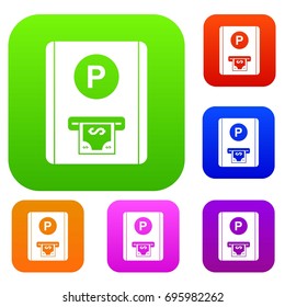 Parking fee set icon in different colors isolated vector illustration. Premium collection