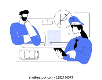 El estacionamiento multa la ilustración abstracta del vector conceptual. No hay zona de estacionamiento, lugar restringido, aviso de penalización, infracción de reglas, multa, plazo de pago en línea, vehículo estacionado metáfora abstracta.