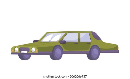 Parking flat composition with isolated image of passenger car vector illustration