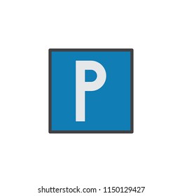 Parking flat icon, vector sign, colorful pictogram isolated on white. Traffic and road sign symbol, logo illustration. Flat style design