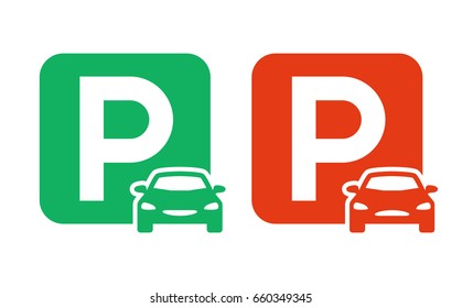 Parking Is Free And No Parking Space Vector Icons