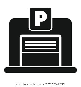 Edificio de garaje de estacionamiento con puerta enrollable cerrada, que representa un espacio de estacionamiento seguro