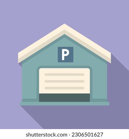 Parking garage icon flat vector. Car truck. Security zone