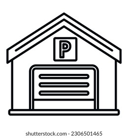 Parking garage icon outline vector. Car truck. Security zone