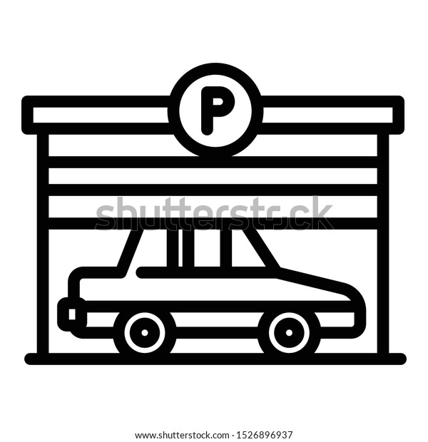 Parking garage icon. Outline\
parking garage vector icon for web design isolated on white\
background