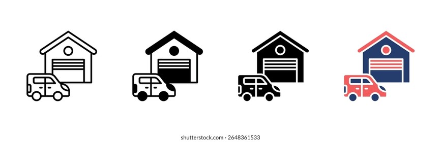 Parking Garage icon sheet multiple style collection