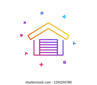 Parking garage line icon. Auto park sign. Car place symbol. Gradient line button. Parking garage icon design. Colorful geometric shapes. Vector