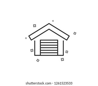 Parking garage line icon. Auto park sign. Car place symbol. Geometric shapes. Random cross elements. Linear Parking garage icon design. Vector
