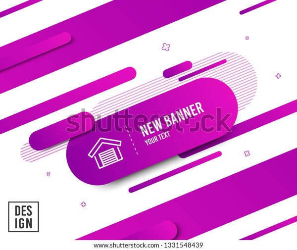 Parking garage line icon. Auto park sign. Car\
place symbol. Diagonal abstract banner. Linear parking garage icon.\
Geometric line shapes.\
Vector