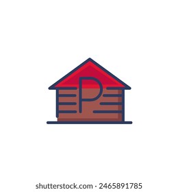 Icono de la línea del garaje. Construcción, lote, propiedad aislada señal de contorno. Transporte, transporte, concepto arquitectónico. Ilustración vectorial, elemento simbólico para Diseño web y App