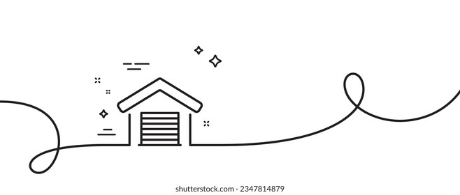 Parking garage line icon. Continuous one line with curl. Auto park sign. Car place symbol. Parking garage single outline ribbon. Loop curve pattern. Vector