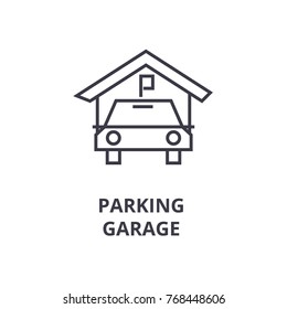 parking garage line icon, outline sign, linear symbol, vector, flat illustration