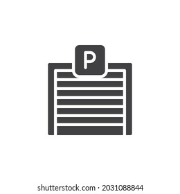 Parking garage vector icon. filled flat sign for mobile concept and web design. Parking gate glyph icon. Symbol, logo illustration. Vector graphics