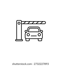 Parking gate with car icon black and white vector illustration for parking access control