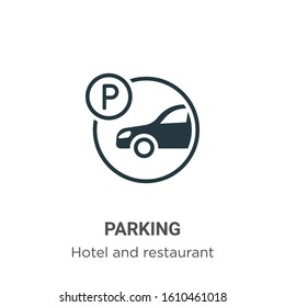 Parking glyph icon vector on white background. Flat vector parking icon symbol sign from modern hotel collection for mobile concept and web apps design.