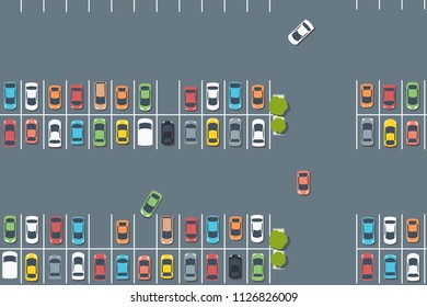Parking lot graphics - vector car park infrastructure illustration.