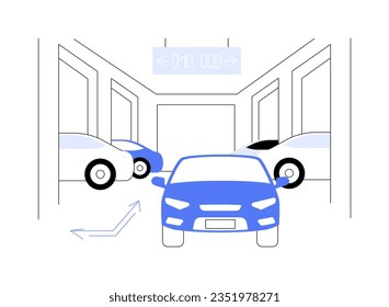 Parking guidance system abstract concept vector illustration. Cars passing in the parking lot, smart city, IoT idea, Internet of Things, modern technology, vehicle direction abstract metaphor.