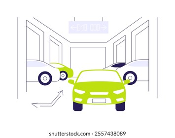 Parking guidance system abstract concept vector illustration. Cars passing in the parking lot, smart city, IoT idea, Internet of Things, modern technology, vehicle direction abstract metaphor.