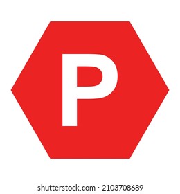 Parking and hexagon on white