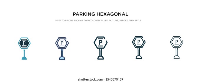 parking hexagonal icon in different style vector illustration. two colored and black parking hexagonal vector icons designed in filled, outline, line and stroke style can be used for web, mobile, ui