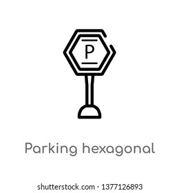 parking hexagonal vector line icon. Simple element illustration. parking hexagonal outline icon from signs concept. Can be used for web and mobile