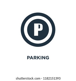 Parking icon. Black filled vector illustration. Parking symbol on white background. Can be used in web and mobile.