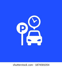 parking icon, car and clock
