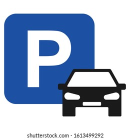 Parking icon with car graphic design isolated on white background. Vector illustration