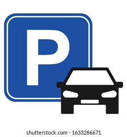 Parking icon with car graphic design isolated on white background. Vector illustration