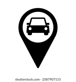 Parking Icon design, Isolated Car Parking Arean Location Pin symbol, Transportation Pictogram and Graphic elements for Cafe, Hotel and Business Banner, Social media Ads, Editable