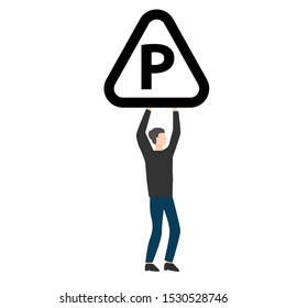 Parking icon. Flat cartoon character isolated on white