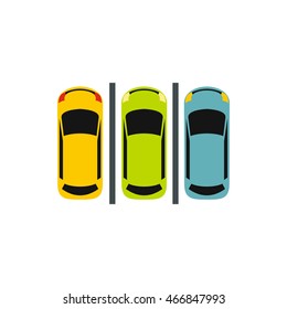 Parking icon in flat style isolated on white background. Place symbol