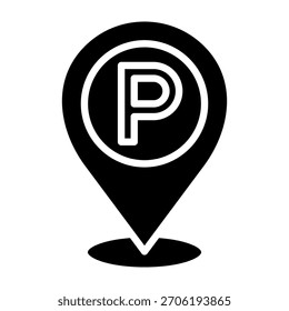 Ilustración vectorial de diseño de glifo de icono de estacionamiento