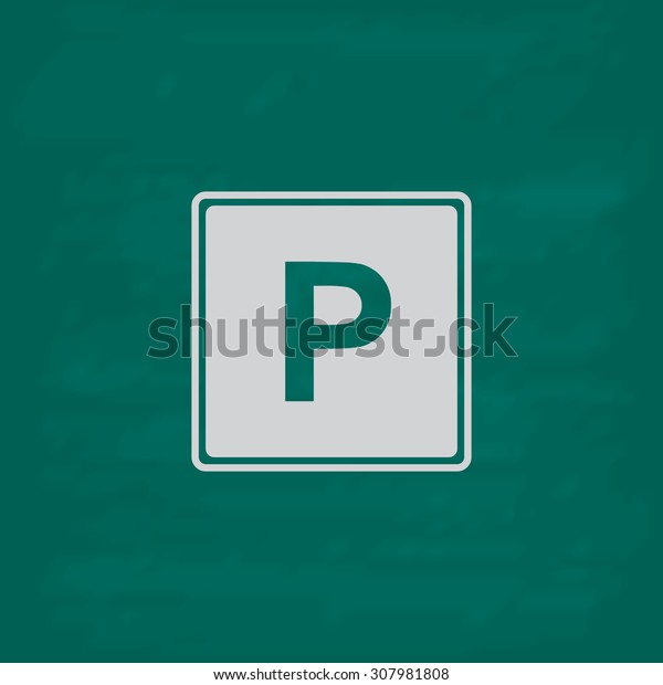 Parking. Icon. Imitation draw with white chalk on\
green chalkboard. Flat Pictogram and School board background.\
Vector illustration\
symbol