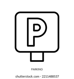 parking icon. Line Art Style Design Isolated On White Background