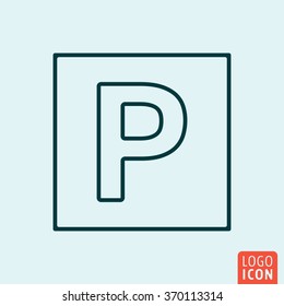 Parking Icon Logo Line Flat Design. Vector Illustration.