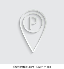 parking icon map pointer vector paper icon  with shadow  