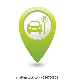 Parking icon on green map pointer. Vector illustration